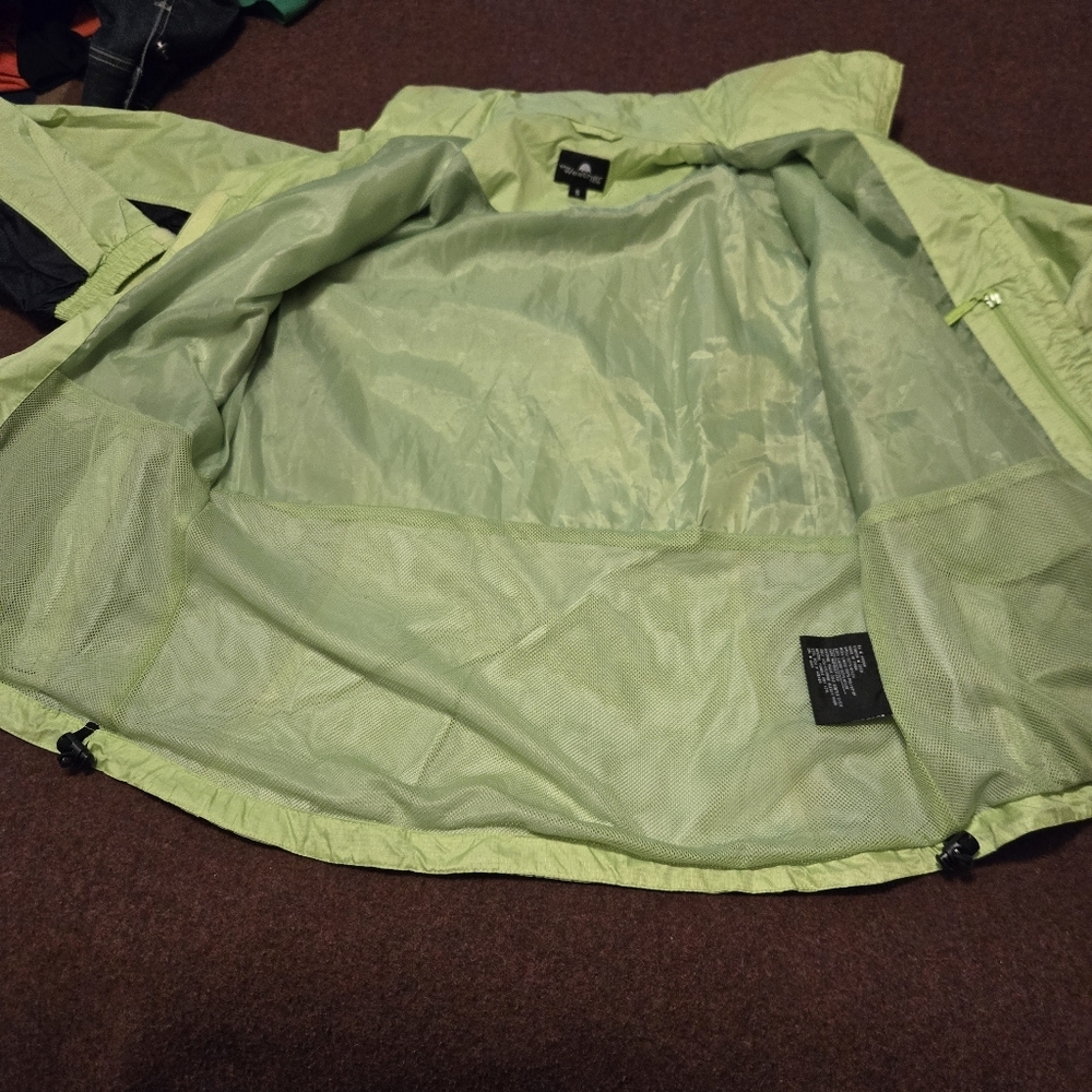 The Weather Co Women's Size Small Parka Jacket With Hidden Hood Lime Green/Navy - Picture 6 of 11